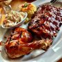 Glazed BBQ chicken and ribs combo